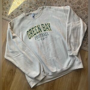 Gildan Cream Green Bay Football Crewneck Sweater